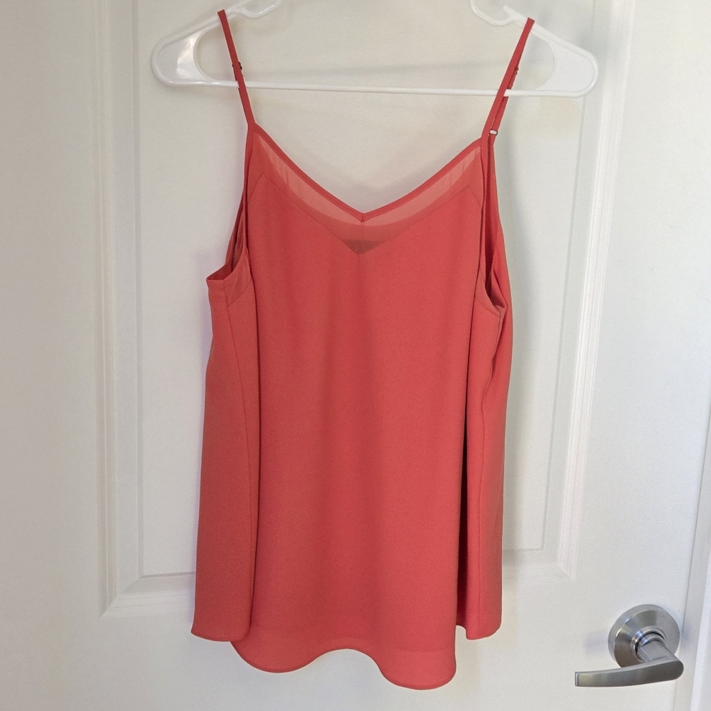 NWT 1.State Coral Sheer-Panel Spaghetti Strap Tank Top Sz S
